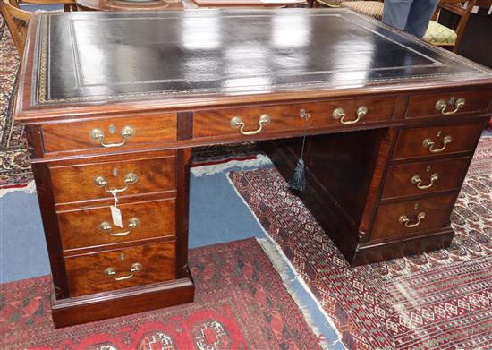 A George III mahogany pedestal partners desk (restored) W.160cm